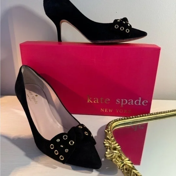 Kate Spade Justine Black Heels with Studded Embellishments - Picture 2 of 6